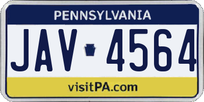 PA license plate JAV4564