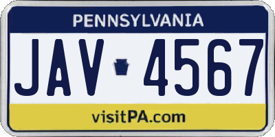 PA license plate JAV4567