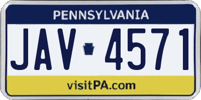 PA license plate JAV4571