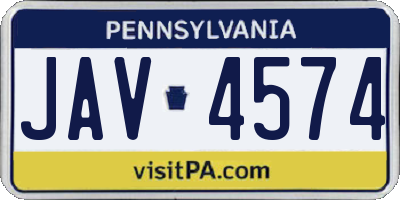 PA license plate JAV4574