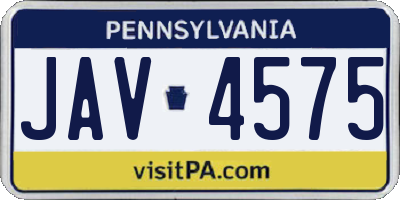 PA license plate JAV4575