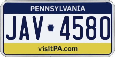 PA license plate JAV4580