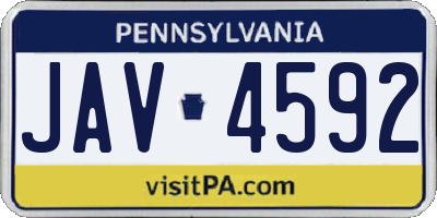 PA license plate JAV4592