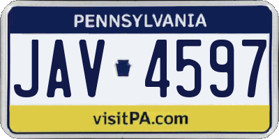 PA license plate JAV4597