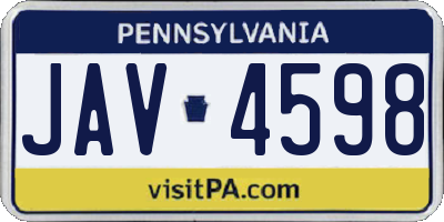 PA license plate JAV4598