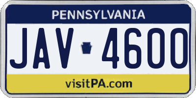 PA license plate JAV4600