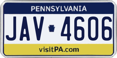 PA license plate JAV4606