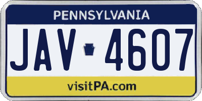 PA license plate JAV4607