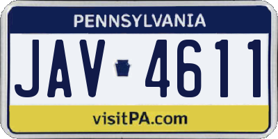 PA license plate JAV4611