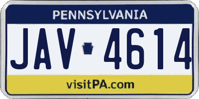 PA license plate JAV4614