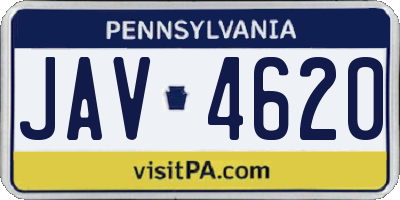 PA license plate JAV4620