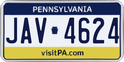 PA license plate JAV4624
