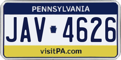 PA license plate JAV4626