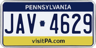 PA license plate JAV4629