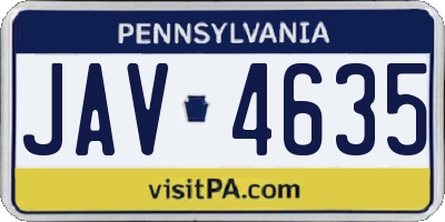 PA license plate JAV4635