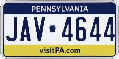 PA license plate JAV4644