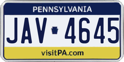 PA license plate JAV4645