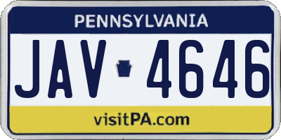 PA license plate JAV4646