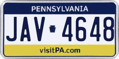 PA license plate JAV4648
