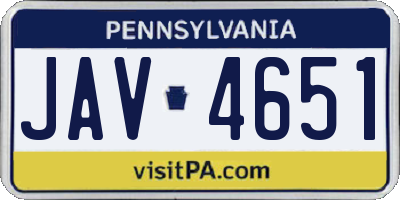 PA license plate JAV4651