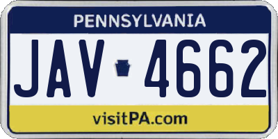 PA license plate JAV4662