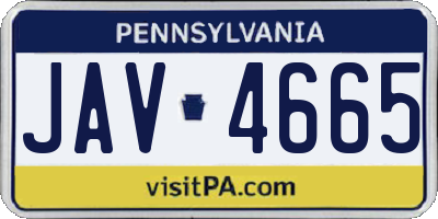 PA license plate JAV4665
