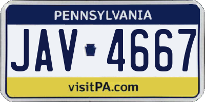 PA license plate JAV4667