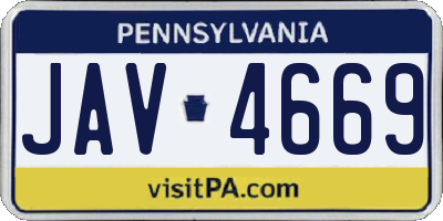 PA license plate JAV4669