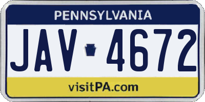 PA license plate JAV4672