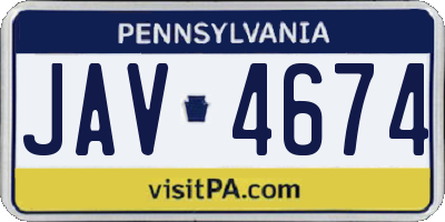 PA license plate JAV4674