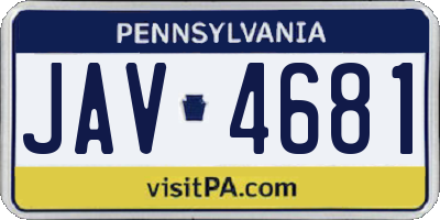 PA license plate JAV4681