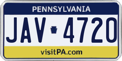 PA license plate JAV4720