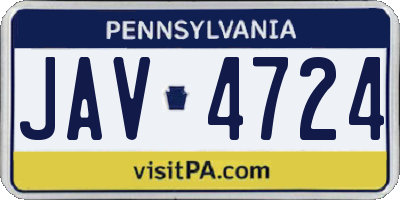 PA license plate JAV4724