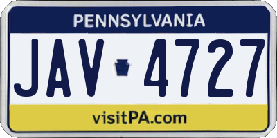 PA license plate JAV4727