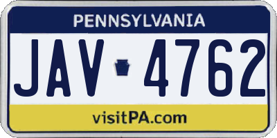 PA license plate JAV4762