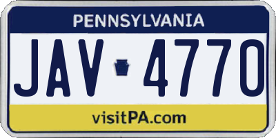 PA license plate JAV4770