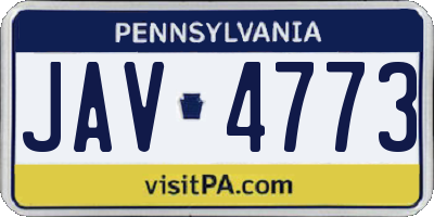 PA license plate JAV4773