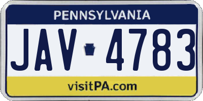 PA license plate JAV4783