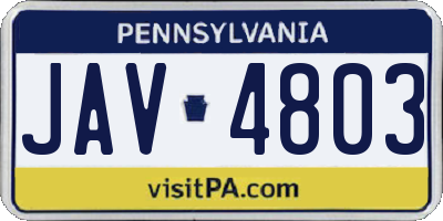 PA license plate JAV4803