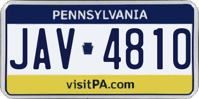 PA license plate JAV4810