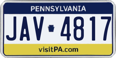 PA license plate JAV4817