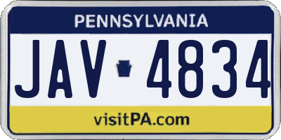 PA license plate JAV4834