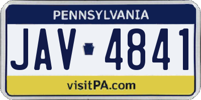 PA license plate JAV4841