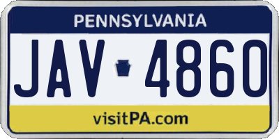 PA license plate JAV4860