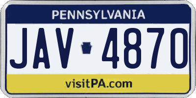 PA license plate JAV4870