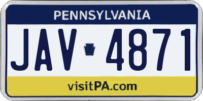 PA license plate JAV4871