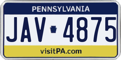 PA license plate JAV4875