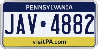 PA license plate JAV4882