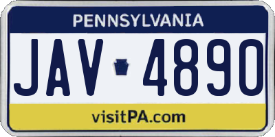 PA license plate JAV4890