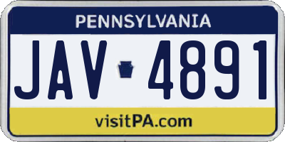 PA license plate JAV4891